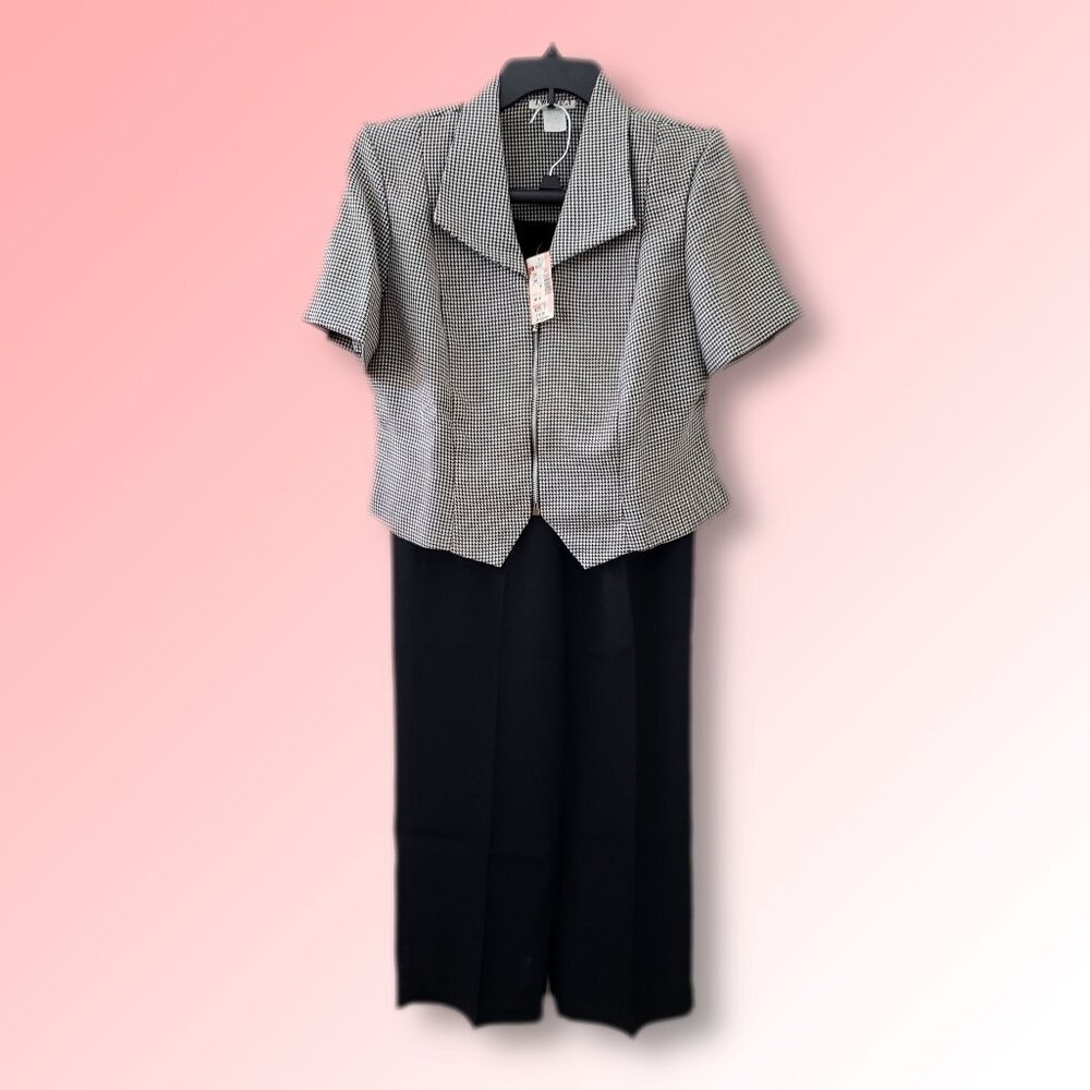Chic NWT J.W. Treci Houndstooth & Black Pant Set - Size 12P (Petite) - RN88108